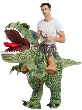 Inflatable Dinosaur Rider Costume Adult Halloween Blowup